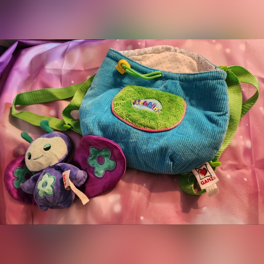 Webkinz Backpack Purse Corduroy 9x8 inch Blue Green & Zane Zumbuddy